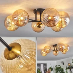 hofstein Plafonnier Chehalis Or, Noir, 6 lumières