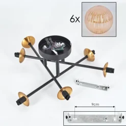 hofstein Plafonnier Chehalis Or, Noir, 6 lumières