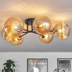 hofstein Plafonnier Chehalis Or, Noir, 6 lumières