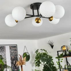 hofstein Plafonnier Chehalis Or, Noir, 6 lumières