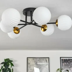 hofstein Plafonnier Chehalis Or, Noir, 6 lumières