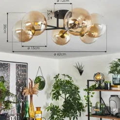 hofstein Plafonnier Chehalis Or, Noir, 6 lumières