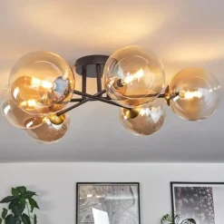 hofstein Plafonnier Chehalis Or, Noir, 6 lumières