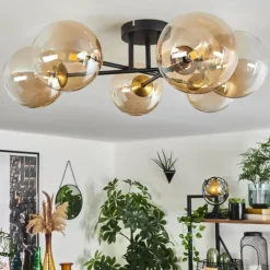 hofstein Plafonnier Chehalis Or, Noir, 6 lumières