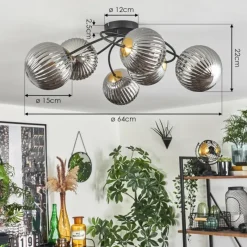 Lampes Dorées-hofstein Plafonnier Chehalis Or, Noir, 6 lumières