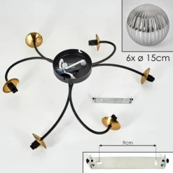 Lampes Dorées-hofstein Plafonnier Chehalis Or, Noir, 6 lumières