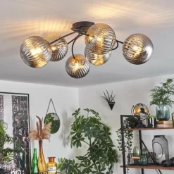 Lampes Dorées-hofstein Plafonnier Chehalis Or, Noir, 6 lumières