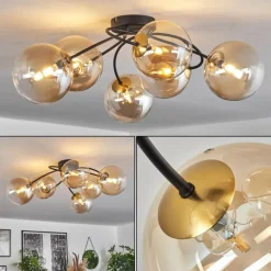 hofstein Plafonnier Chehalis Or, Noir, 6 lumières