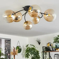 hofstein Plafonnier Chehalis Or, Noir, 6 lumières