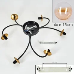 hofstein Plafonnier Chehalis Or, Noir, 6 lumières