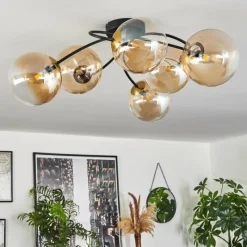 hofstein Plafonnier Chehalis Or, Noir, 6 lumières