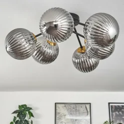 Lampes Dorées-hofstein Plafonnier Chehalis Or, Noir, 6 lumières