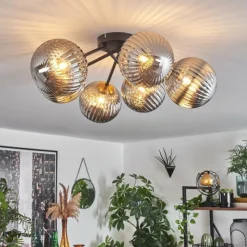 Lampes Dorées-hofstein Plafonnier Chehalis Or, Noir, 6 lumières