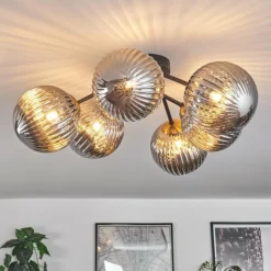 Lampes Dorées-hofstein Plafonnier Chehalis Or, Noir, 6 lumières