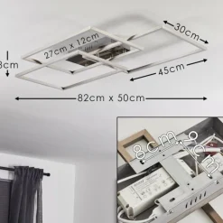 hofstein Plafonnier Cheka LED Aluminium, 3 lumières, Télécommandes