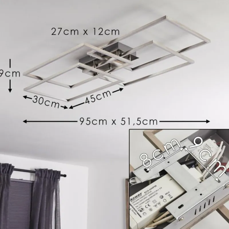 hofstein Plafonnier Cheka LED Aluminium, 4 lumières, Télécommandes