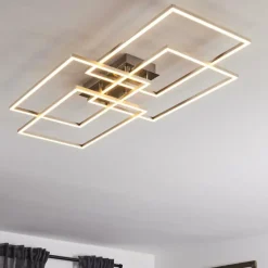 hofstein Plafonnier Cheka LED Aluminium, 4 lumières, Télécommandes