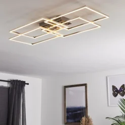 hofstein Plafonnier Cheka LED Aluminium, 4 lumières, Télécommandes