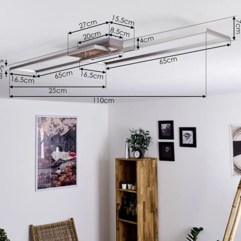 hofstein Plafonnier Cheka LED Brun, Nickel mat, 2 lumières, Télécommandes