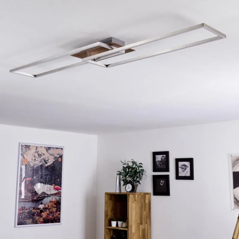 hofstein Plafonnier Cheka LED Brun, Nickel mat, 2 lumières, Télécommandes