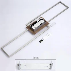 hofstein Plafonnier Cheka LED Brun, Nickel mat, 2 lumières, Télécommandes
