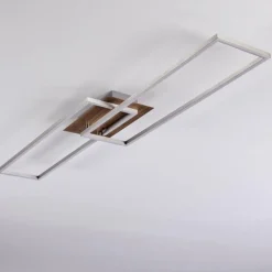 hofstein Plafonnier Cheka LED Brun, Nickel mat, 2 lumières, Télécommandes