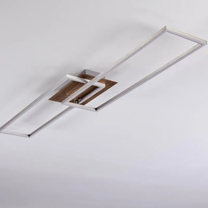 hofstein Plafonnier Cheka LED Brun, Nickel mat, 2 lumières, Télécommandes