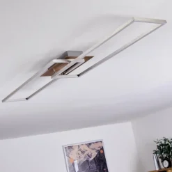 hofstein Plafonnier Cheka LED Brun, Nickel mat, 2 lumières, Télécommandes