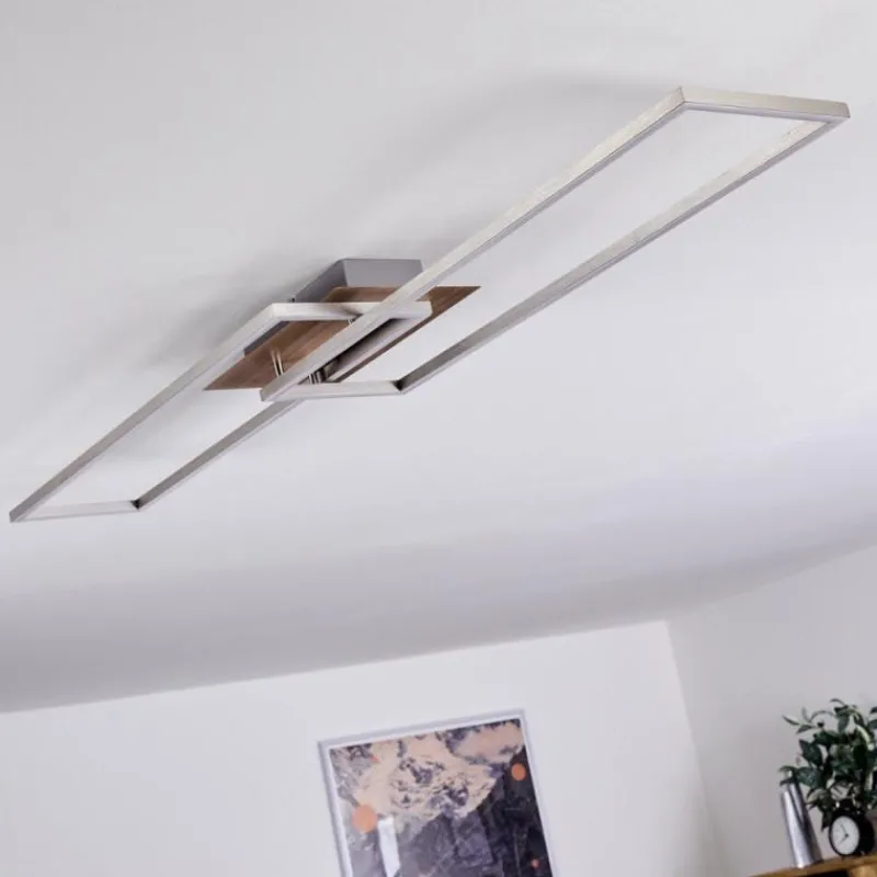 hofstein Plafonnier Cheka LED Brun, Nickel mat, 2 lumières, Télécommandes