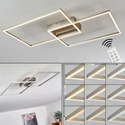 hofstein Plafonnier Cheka LED Nickel mat, 2 lumières, Télécommandes