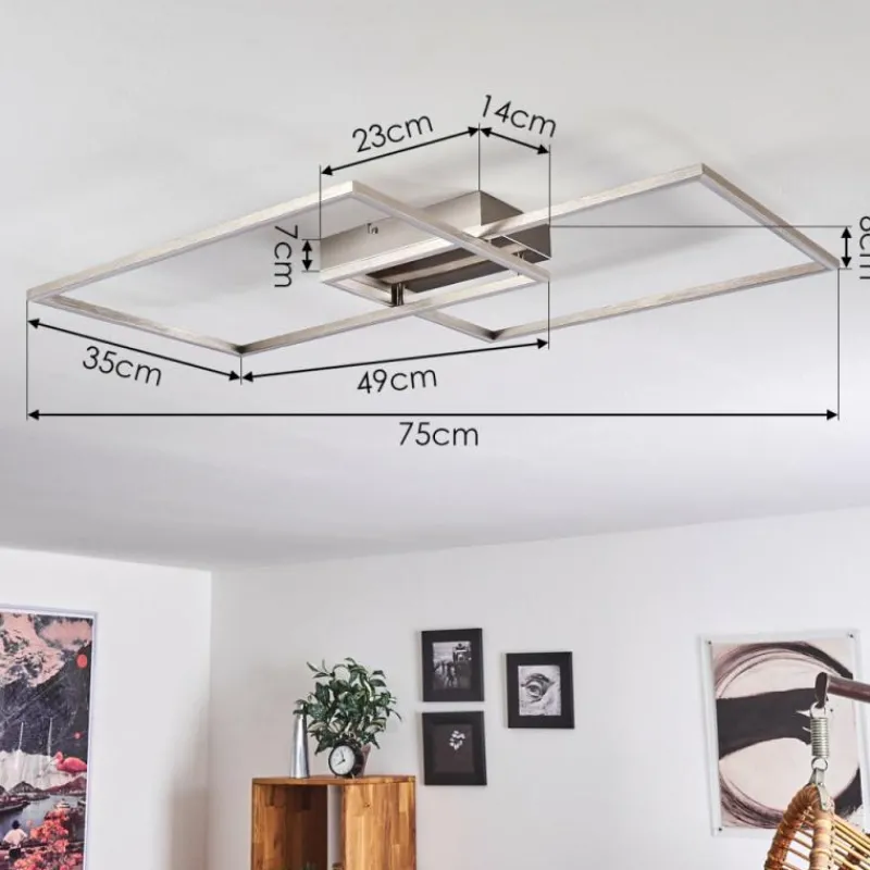 hofstein Plafonnier Cheka LED Nickel mat, 2 lumières, Télécommandes