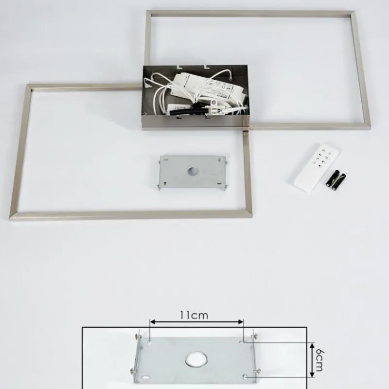 hofstein Plafonnier Cheka LED Nickel mat, 2 lumières, Télécommandes
