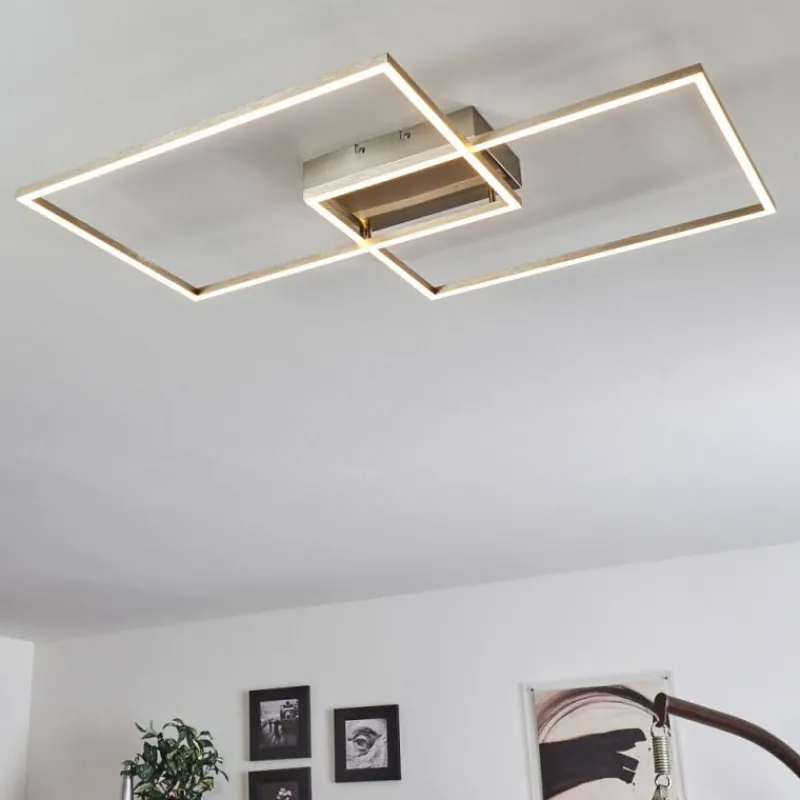 hofstein Plafonnier Cheka LED Nickel mat, 2 lumières, Télécommandes