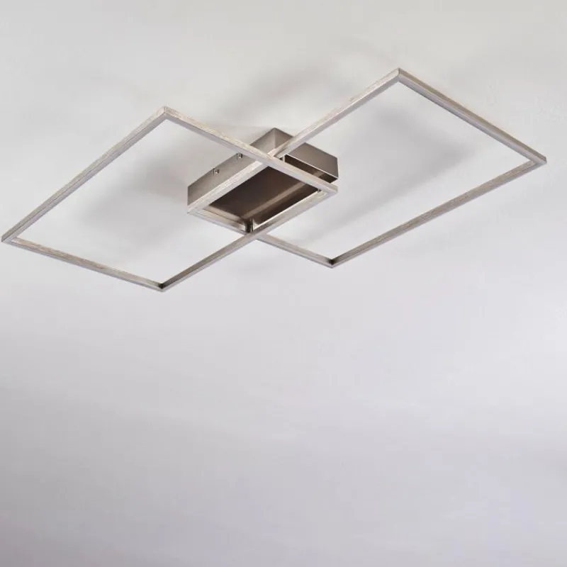 hofstein Plafonnier Cheka LED Nickel mat, 2 lumières, Télécommandes