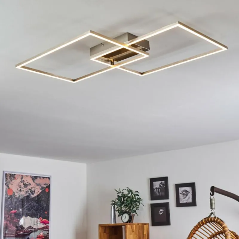 hofstein Plafonnier Cheka LED Nickel mat, 2 lumières, Télécommandes