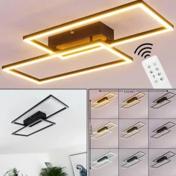 hofstein Plafonnier Cheka LED Noir, 2 lumières, Télécommandes