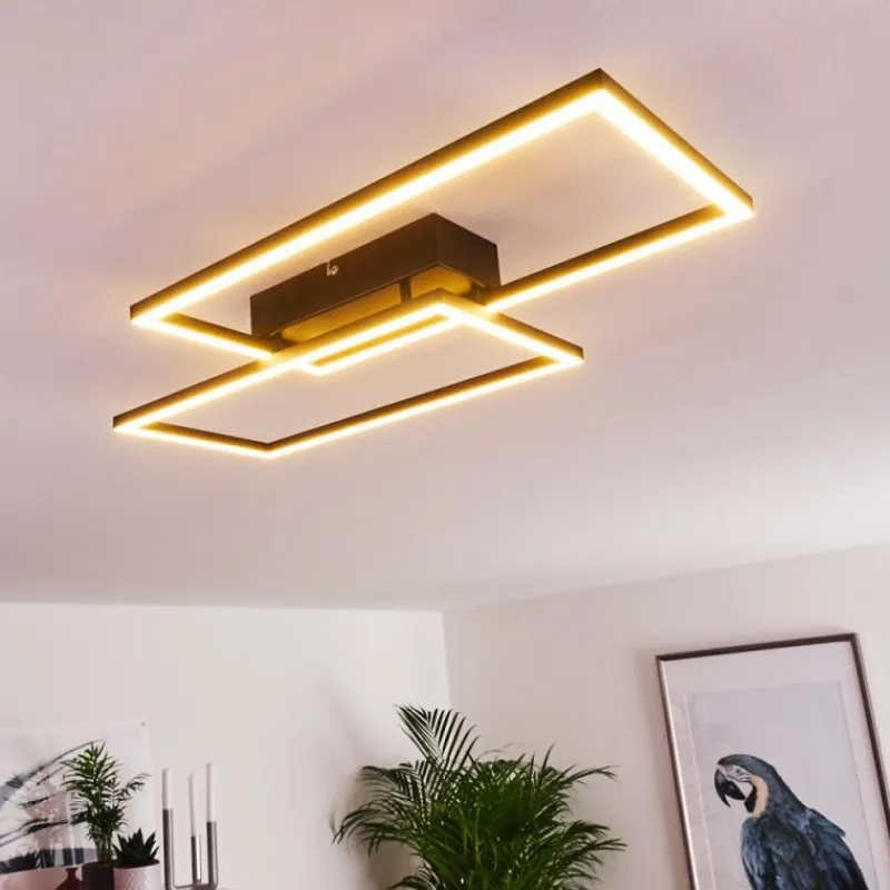 hofstein Plafonnier Cheka LED Noir, 2 lumières, Télécommandes