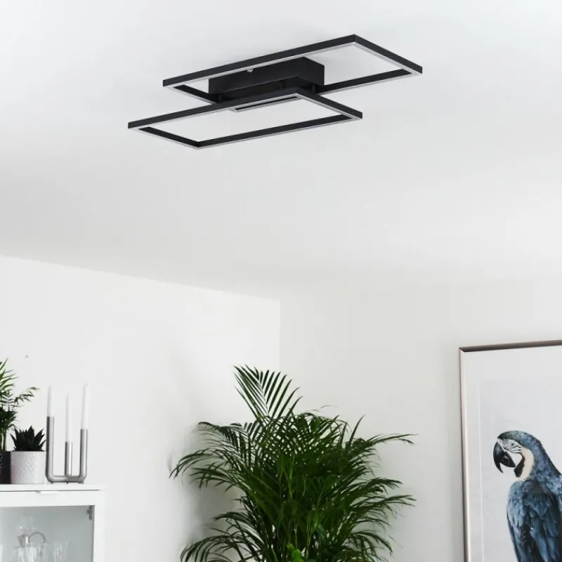 hofstein Plafonnier Cheka LED Noir, 2 lumières, Télécommandes