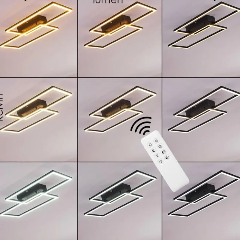 hofstein Plafonnier Cheka LED Noir, 2 lumières, Télécommandes