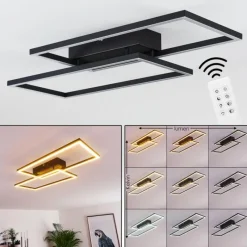 hofstein Plafonnier Cheka LED Noir, 2 lumières, Télécommandes