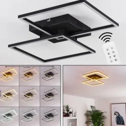 hofstein Plafonnier Cheka LED Noir, 2 lumières, Télécommandes