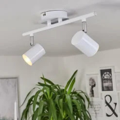 hofstein Plafonnier Chennai LED Chrome, Blanc, 2 lumières