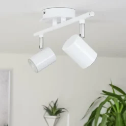 hofstein Plafonnier Chennai LED Chrome, Blanc, 2 lumières