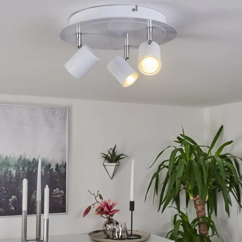 hofstein Plafonnier Chennai LED Chrome, Blanc, 3 lumières