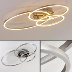 hofstein Plafonnier Chilkat LED Nickel mat, 1 lumière