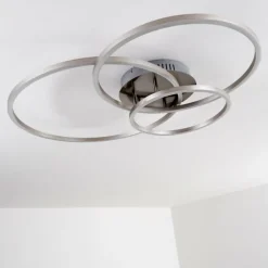 hofstein Plafonnier Chilkat LED Nickel mat, 1 lumière