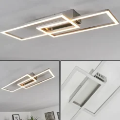 hofstein Plafonnier Chilkat LED Nickel mat, 1 lumière