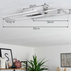 hofstein Plafonnier Chilkat LED Nickel mat, 1 lumière