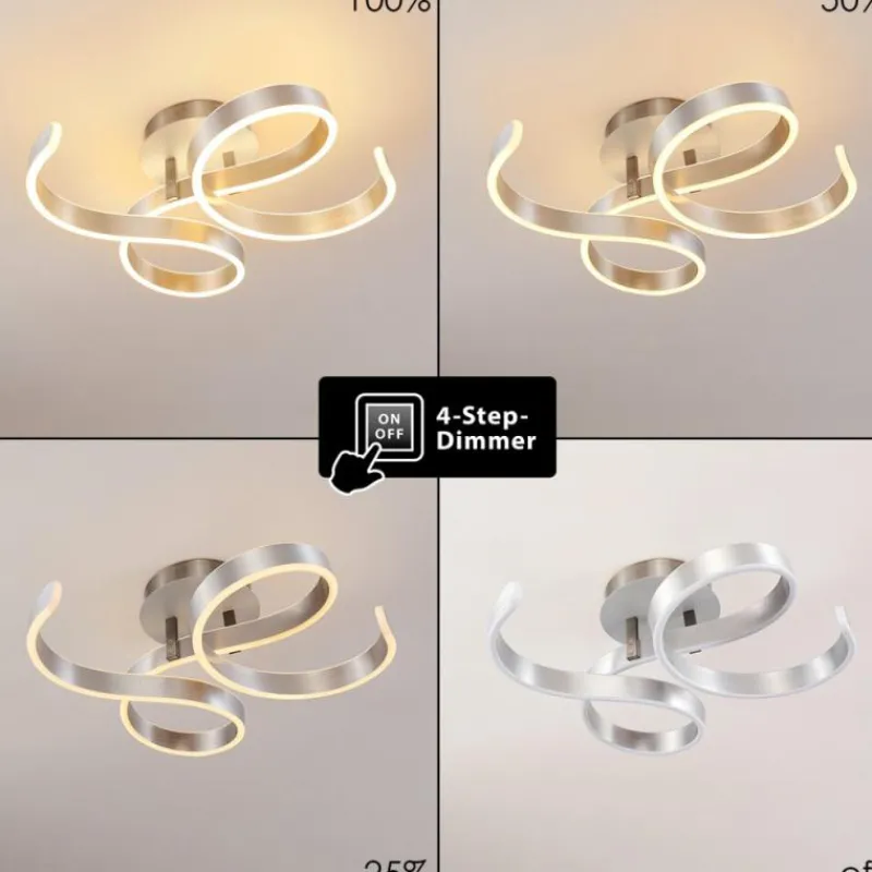 hofstein Plafonnier Chippewa LED Nickel mat, 1 lumière