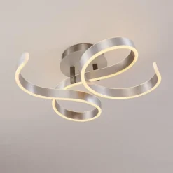 hofstein Plafonnier Chippewa LED Nickel mat, 1 lumière